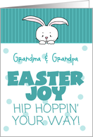 Customizable Happy Easter for Grandma and Grandpa Peeking Rabbit card
