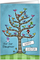 Customizable Happy Easter Daughter Tree Blooms with Colorful Birds card