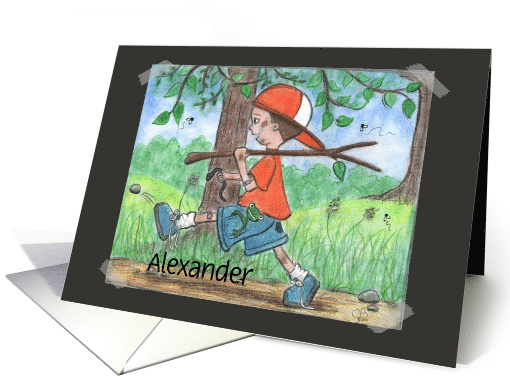 Customizable Name Happy Birthday Alexander Boy Walking in... (1679274)