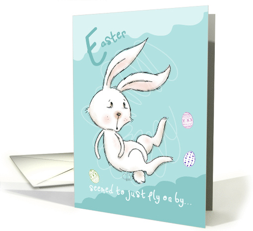 Belated Easter Wishes Bunny and Eggs Tossed About card (1680580)