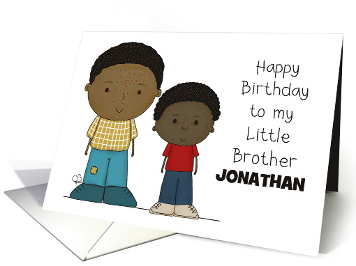 Happy Birthday Little Brother Jonathan Two Boys African American card