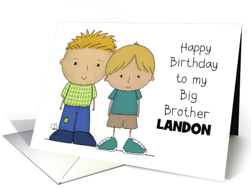 Happy Birthday Big Brother Landon Two Boys Blond Hair card (1683088)