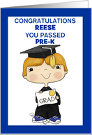 Customized Congratulations Reese Little Pre K Graduate Boy Red Hair card