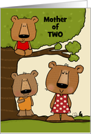 Happy Mother’s Day Customized Mother of 2 Mama Bear and Two Bear Cubs card