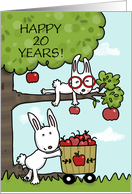 Customized Happy 20th Anniversary Bunnies Picking Apples card