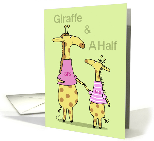 Happy Birthday Half Sister Two Female Giraffes Hold Hands card