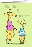 Happy Birthday Half Sister From Little Brother Two Giraffes Hold Hands card