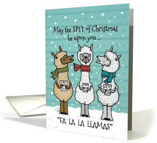 Humorous Merry Christmas Funny Singing Spitting Llamas card (1697060)