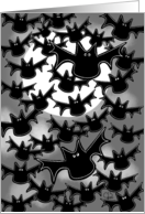 Happy Halloween Cute Bat Pattern Full Moon card
