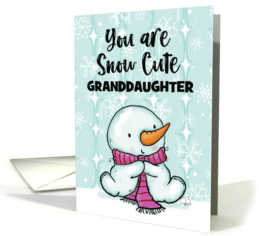 Granddaughter Customizable Merry Christmas Snow Cute Snowgirl card