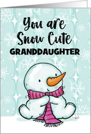 Granddaughter Customizable Merry Christmas Snow Cute Snowgirl card