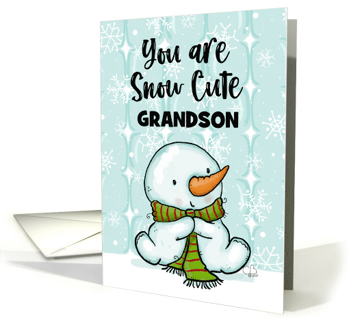 Grandson Customizable Merry Christmas Snow Cute Snowboy card (1704194)