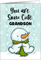 Grandson Customizable Merry Christmas Snow Cute Snowboy card