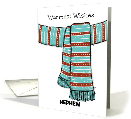 Customizable Nephew Merry Christmas Warmest Wishes Scarf card