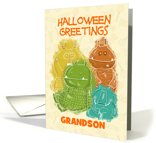 Customizable Halloween Greetings Grandson Colorful... (1707922)