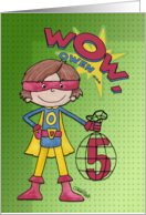 5th Birthday for Owen Superhero Comic Style card