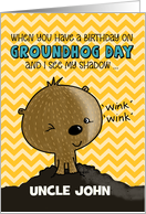 Humorous Customized Happy Birthday On Groundhog Day for Uncle John card