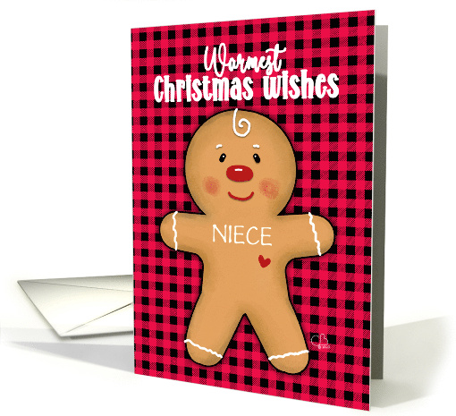 Customized Merry Christmas Niece Love You This Much Gingerbread card
