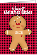 Customized Merry Christmas Niece Love You This Much Gingerbread card