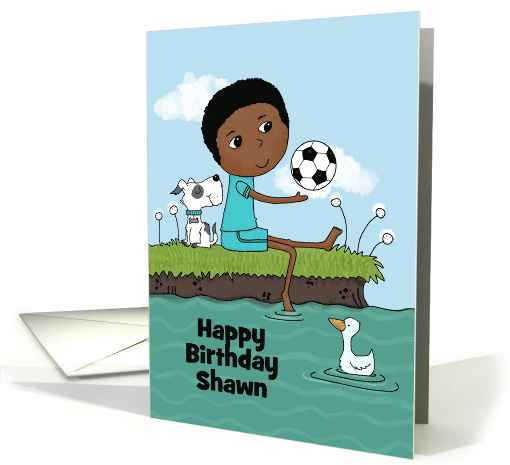 Customizable Name Happy Birthday Shawn Dark Skin Boy... (1731116)