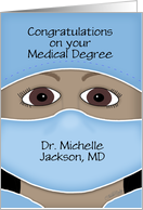 Personalized Congratulations Medical Degree Dark Skin Female with Mask card