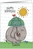 Customizable Happy Birthday for Darlene Elephant Sunny Day card