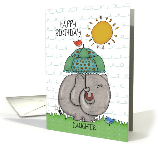 Customizable Happy Birthday for Daughter Elephant Sunny Day card
