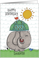 Customizable Happy Birthday for Daughter Elephant Sunny Day card