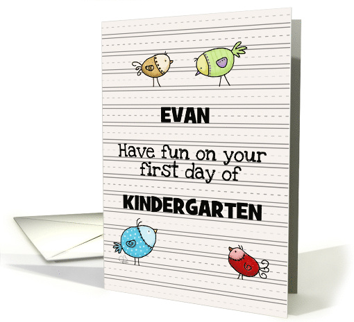 Customizable First Day of Kindergarten for Evan Birds on... (1738730)