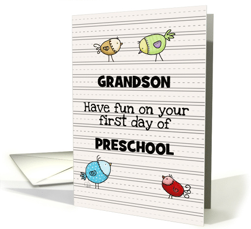 Customizable First Day of Preschool for Grandson Birds... (1738808)