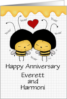 Happy Anniversary for Everett Harmoni Two Cute Bees Buzzing card