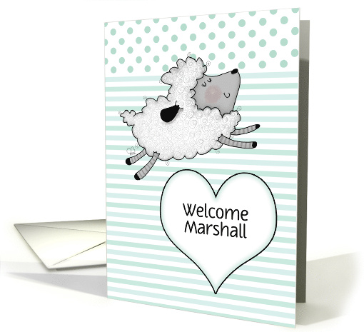Congratulations Baby Boy Welcome Marshall Lamb and Heart card