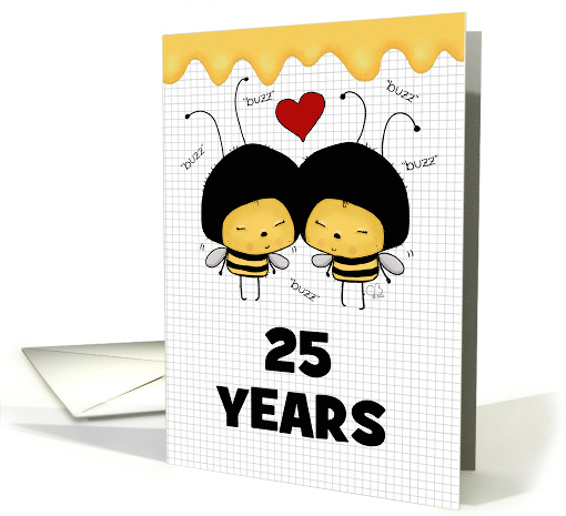 Happy 25th Anniversary Two Cute Bees Buzzing card (1739302)
