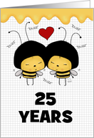 Happy 25th Anniversary Two Cute Bees Buzzing card