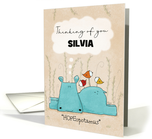 Customizable Thinking of You Silvia Cartoon Hippo Hope card (1740024)