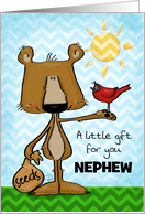 Customizable Happy Birthday Gift for You Nephew Bear Feeds Cardinal card