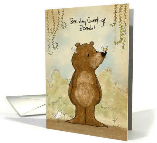 Customizable Birthday Greetings Brenda Bee-day Bear with... (1741546)
