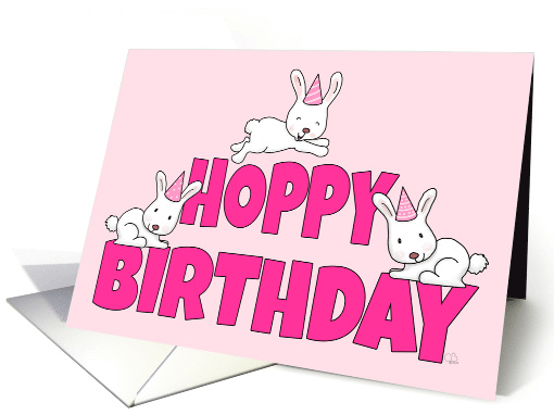 Happy Birthday Hoppy Birthday Bunnies in Party Hats card (1741628)