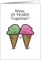 Customzable Happy 25th Anniversary Ice Cream Couple CONEgratulations card