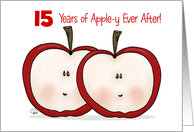 Customizable Happy 15th Anniversary Apple Couple Apple-y Ever After card