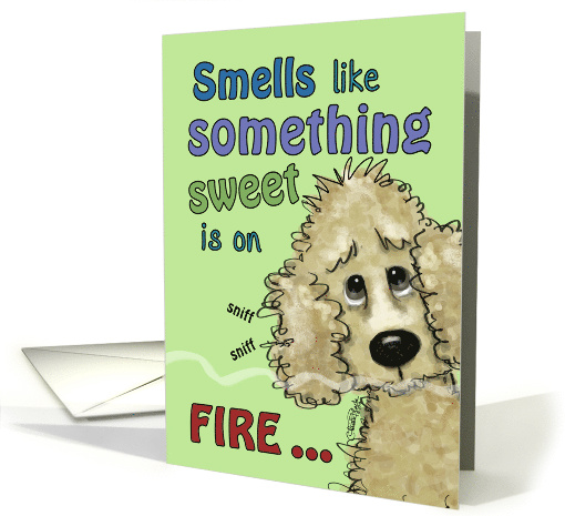 Cocker Spaniel Smells Burning Cake Getting Older Birthday Humor card