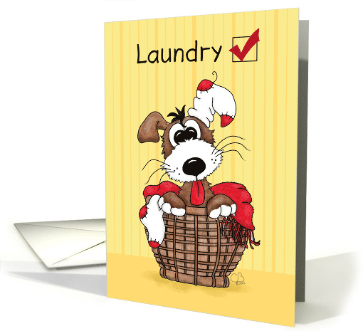 Dog in Laundry Basket Take a Load Off Happy Mother's Day card