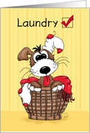 Dog in Laundry Basket Take a Load Off Happy Mother’s Day card