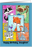 Customizable Happy Birthday for Daughter Kitty Quilt Patches card