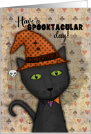 October Cat Spooktacular Day Happy Halloween card