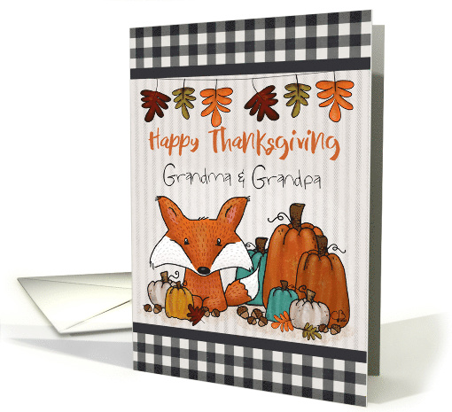 Customizable Fox and Pumpkins Happy Thanksgiving for Grandparents card