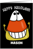 Customizable Candy Corn Character Happy Halloween for Mason card