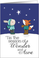 Season of Wonder and Awe Rabbit and Fox See Star Merry Christmas card