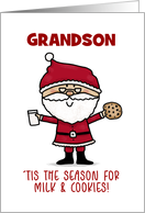 Customizable Santa with Milk and Cookie Merry Christmas for Grandson card