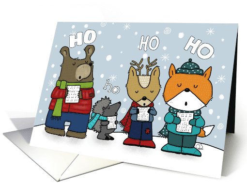 Woodland Animal Caroling Hoping for a Merry Christmas card (1753102)